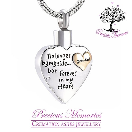 Grandad silver heart cremation - grandad,