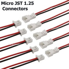 Micro JST 1.25 Connectors 2 Pin Male Female RC Lipo Plugs Wire Cables 5 Pairs UK