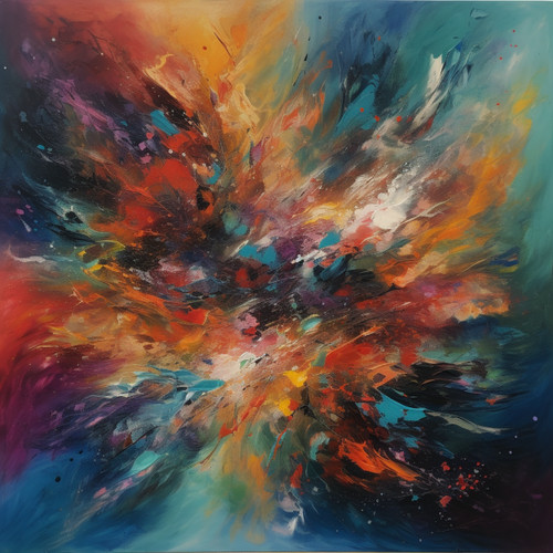 Multicoloured abstract oil - multicoloured,