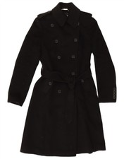 KAREN MILLEN Womens Trench Coat UK 10 Small  Black Wool ZF10