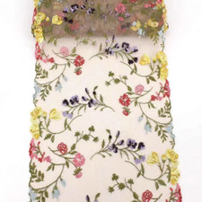 Embroidered Trim Edging Ribbon Mesh Fabric Floral Sewing Wedding Dress Lace DIY