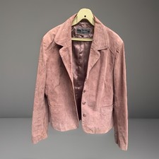 Vintage WS Leather Women’s Suede  Jacket UK 16 Dusky Pink 100% Pig Split 