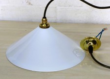 Ceiling Light 1930's White Spun Glass Coolie Lampshade Pendant New Fittings