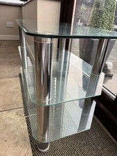 Corner Glass & Chrome TV Stand