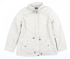 Love Coats Women's Beige Parka Jacket Size 14 Full Zip Pockets