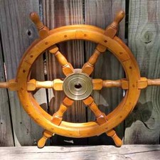 24" Brass Wooden Vintage Ship