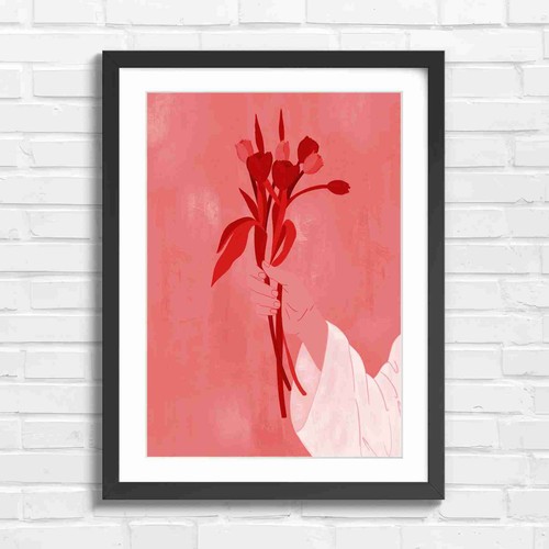 Hand holding tulips - hand,