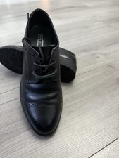 Women's 5th Avenue Black Leather Brogue Oxford Shoes Size 4 EU 37 Lace Up Casual