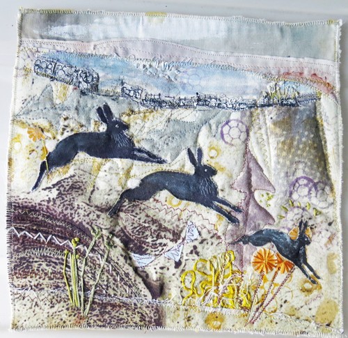 Textile collage handmade - collage,,