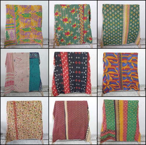 Vintage kantha quilt blanket - kantha,