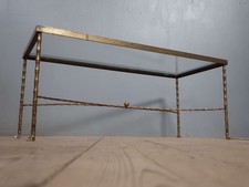 Vintage Antique Maison Bagues Gilt Brass Lion Paw Glass Coffee Table Sofa