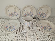 Vintage Poole Pottery "Springtime" - 5x 15cm Side Plates + 1x Milk Jug