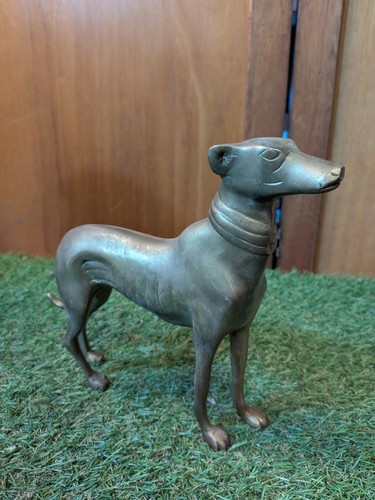 Brass greyhound statue - brass,