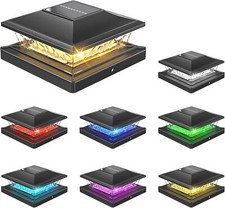 Solar Post Cap Deck Fence Lights Outdoor RGB Multicolor Flow 4x4 5x5 6x6 Posts