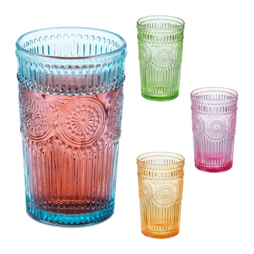 Drinking glasses set gold - 4,