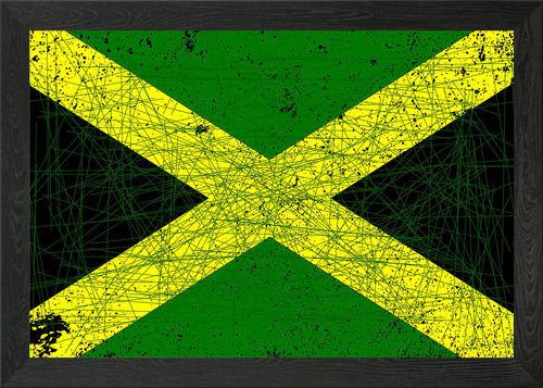 Jamaican flag framed wall - jamaican,