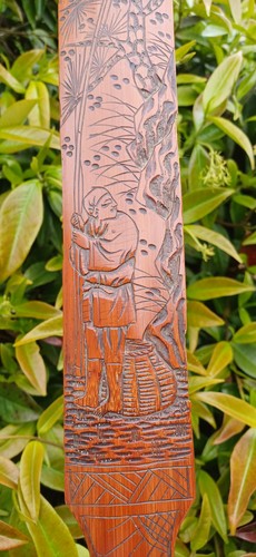 Antique carved bamboo double - antique,