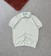 United Colors of Benetton Polo Shirt Size Medium Mens Cream Knitted Short Sleeve