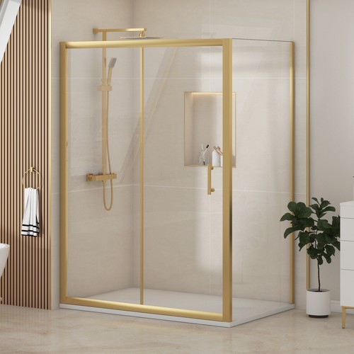 Brass sliding door shower - brass,
