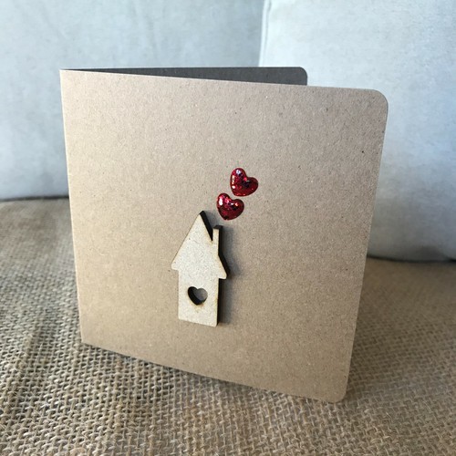 Handmade new home card wooden - new,