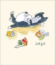Funny black white grey cat