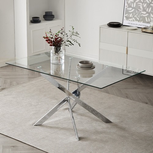 Glass rectangular dining table - rectangular,