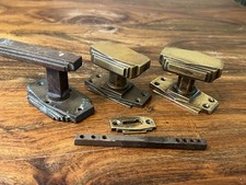 VINTAGE ART DECO BRASS DOOR HANDLES 6887 & ESCUTCHEON 1930’s GOOD CONDITION