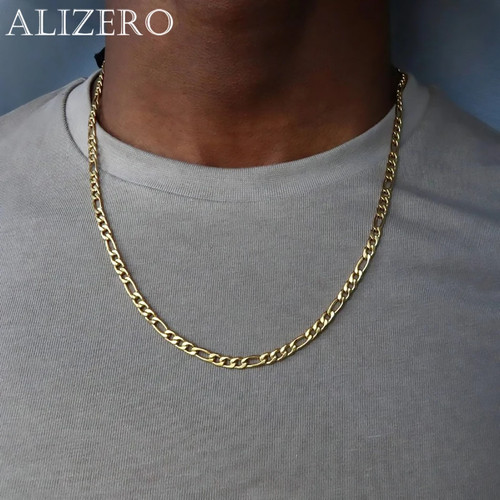 18k gold 4mm figaro chain - gold,