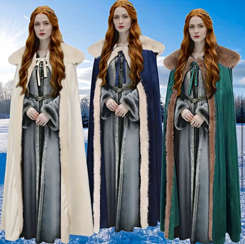 Blue medieval long cloak - blue,
