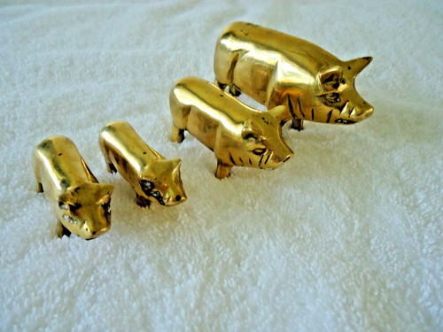 Set four small solid brass - set, of