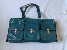 Mango Handbag Blue Double Handles Zip Non Leather