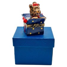 Rochard Hand Painted Limoges Yorkshire Terrier Dog Pillbox Made in France