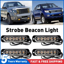4x 6 LED Amber Recovery Strobe Flashing Grille Light Lightbar Truck Beacon Lamp