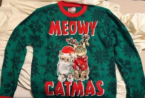 Ugly christmas sweater meowy - christmas,