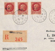 FRANCE LIBERATION WW2 Cover 1944 REPUBLIC *RF* OVERPRINTS{3} Bordeaux Reg YF231