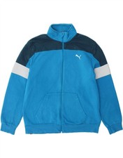 PUMA Mens Tracksuit Top Jacket Large Blue Colourblock Cotton BX07