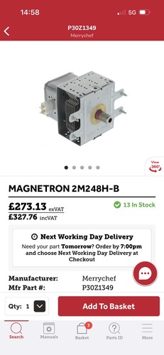 Merrychef magnetron 2m248h - magnetron, 2m248h-b