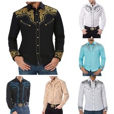 Mens Western Cowboy Shirt Long