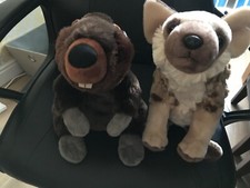 2 X NICE LOOKING SOFT TOY ANIMALS ( 17 " HYENA + 17 " BEAVER )