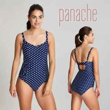 Panache Anya Spot Underwired Swimsuit SW1010 Navy/Ivory Tummy Support 