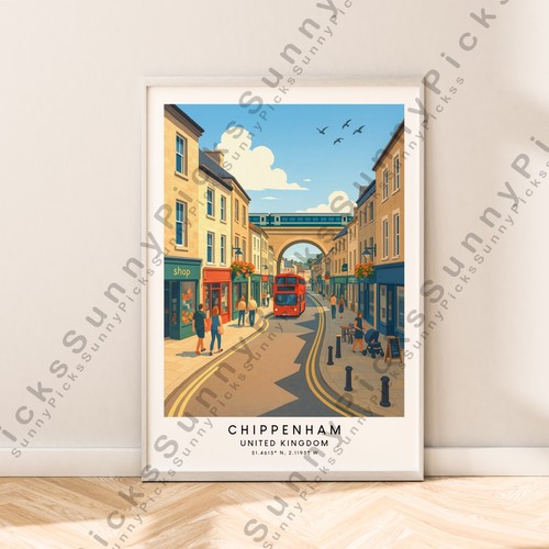 Chippenham wall print - chippenham,