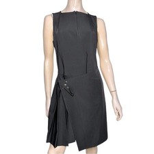 Sarah Pacini Women’s Size 2 Black Wool Blend Drop Waist Belt Front Dress