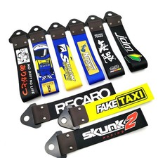 Universal Car Front Rear Bumper Racing Style Decor Tow Hook Strap Body Rope Kit