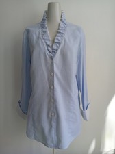 Ladies 346 Brooks Brothers Tailored Blouse Blue White Stripe Cotton Size 14