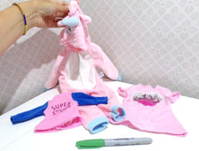 3 x Design A Friend doll clothes Chad Valley pink unicorn sleepsuit dress & top