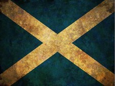 Flag National Scotland Saltire Blue White Stressed Grunge Art Print Mp3672B