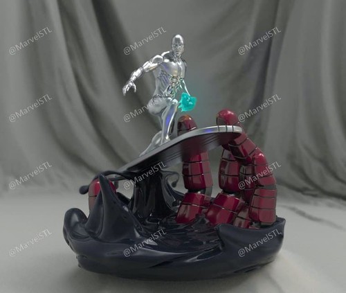 Silver surfer resin sculpture - surfer,