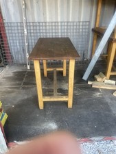 208 - Vintage Reclaimed Iroko School Science Lab Worktop / Table