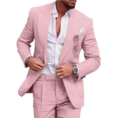 Men suit piece linen - men's, 2