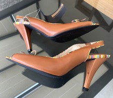 Brand New Paul Smith Leather Heel Sandal Multi-stripe Swirl Shoes Sz UK3.5 EU36